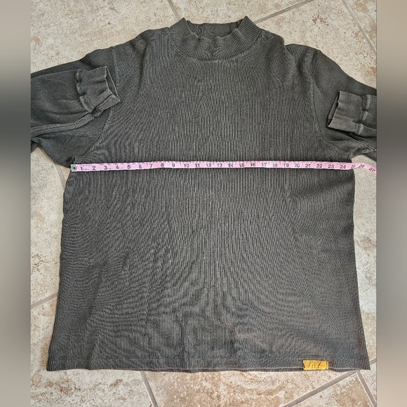 American Eagle Outfitters XL Green Ribbed Mock Neck Cotton Sweater 90s Grunge - Picture 5 of 6